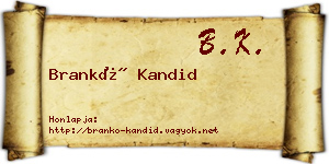 Brankó Kandid névjegykártya